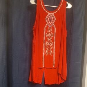 Faded Glory Red Embroidered Tank Top